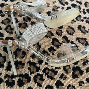 Stuart Weitzman 90s Vintage Lucite & Jeweled  Heels  Rare 6.5 B